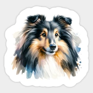 Shetland Sheepdog Watercolor Painting - Beautiful Dog Sticker